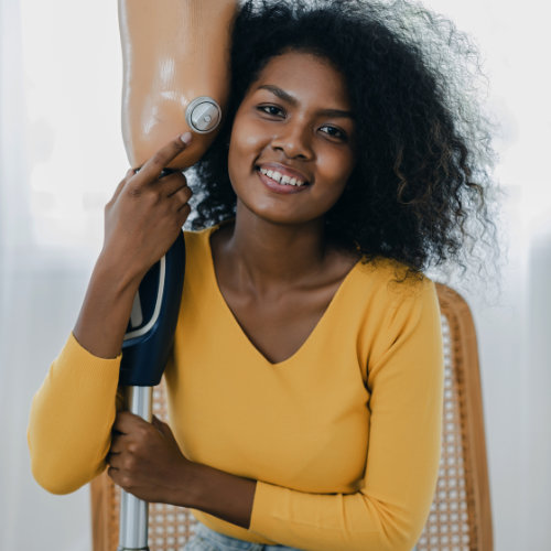 Amputee with her leg